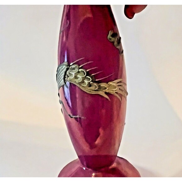 Vintage Japan Lusterware Dragonware Moriage Bud Vase – Red/Pink, 6.75" Tall - Picture 4 of 6
